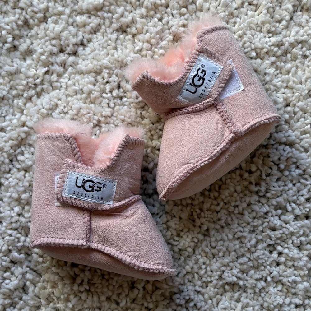 UGG Baby Pink Sheepskin Booties Boots with Plush Lining